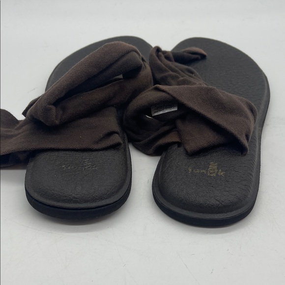 Sanuk Yoga Sling Brown Thong Comfort Foam Slingback Sandals Women’s Size 8 - Picture 4 of 6